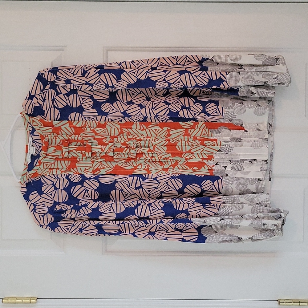 Dian Von Furstenberg Silk Blouse Multi Colored Size 12